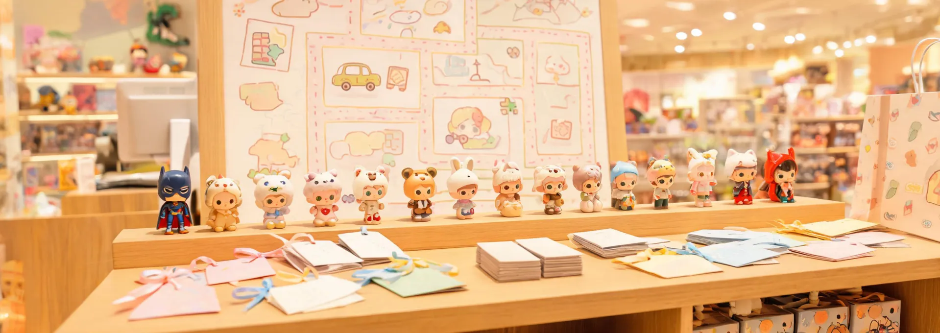 Friendly toy store support counter