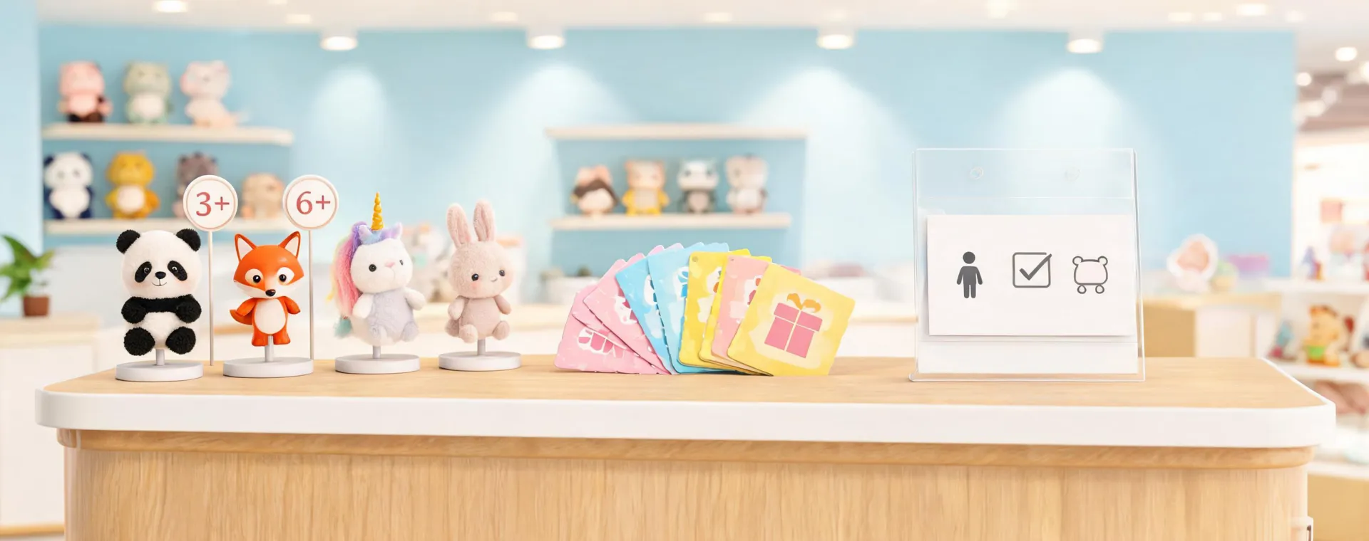Toy gift support desk and display samples